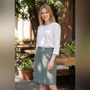Jones Wear Sage Green Pencil Skirt